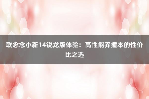 联念念小新14锐龙版体验：高性能莽撞本的性价比之选